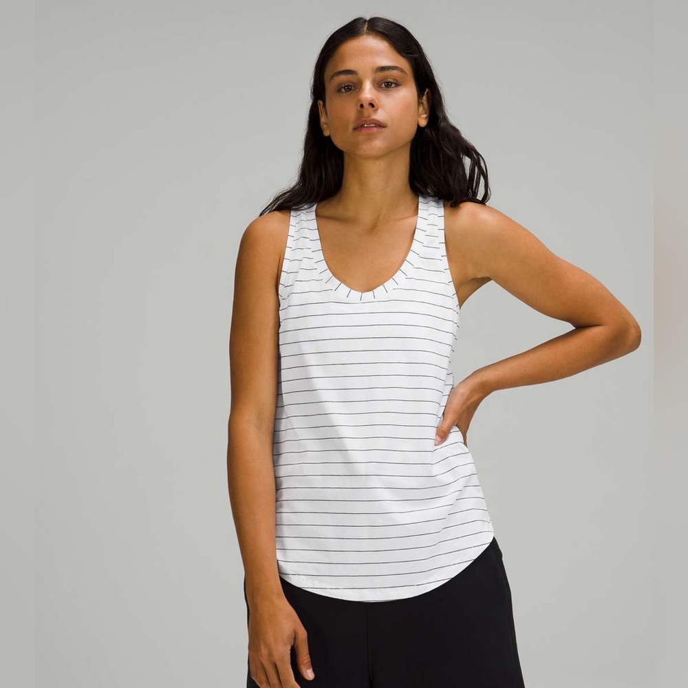 Lululemon Women’s White Love Tank with Black Stripes Size 4